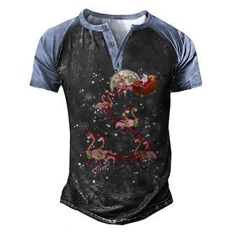 Flamingo Reindeer Santa Claus Christmas Gift Men's Henley Shirt Raglan Sleeve 3D Print T-shirt - Thegiftio UK