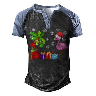 Flamingo Santa Hat Christmas Gift Men's Henley Shirt Raglan Sleeve 3D Print T-shirt - Thegiftio UK