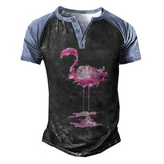 Flamingo Watercolor Art 3 Men's Henley Shirt Raglan Sleeve 3D Print T-shirt - Thegiftio UK