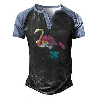 Flamingo Watercolor Art 4 Graphic Design Printed Casual Daily Basic Men's Henley Shirt Raglan Sleeve 3D Print T-shirt - Thegiftio UK