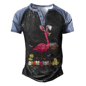 Flamingo With Egg Basket Happy Easter Graphic Design Printed Casual Daily Basic Men's Henley Shirt Raglan Sleeve 3D Print T-shirt - Thegiftio UK
