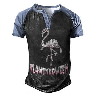 Flamingoween Flamingo Mummy Halloween Costume Men's Henley Shirt Raglan Sleeve 3D Print T-shirt - Thegiftio UK