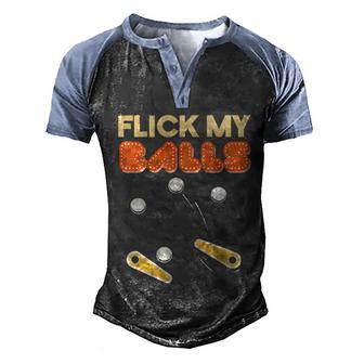 Flick My Balls Classic Retro Pinball Premium Graphic Design Printed Casual Daily Basic V2 Men's Henley Shirt Raglan Sleeve 3D Print T-shirt - Thegiftio UK