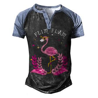 Flim Flam Cute Skating Funny Flamingo Men's Henley Shirt Raglan Sleeve 3D Print T-shirt - Thegiftio UK