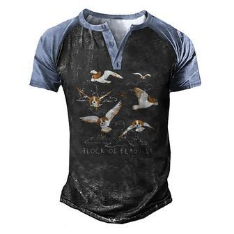 Flock Of Beagulls Beagle With Bird Wings Dog Lover Funny Men's Henley Shirt Raglan Sleeve 3D Print T-shirt