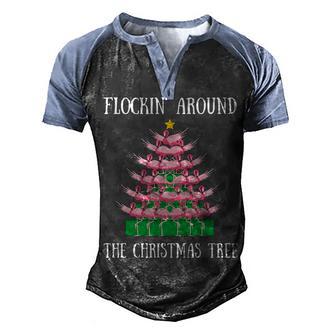 Flockin Around The Christmas Tree Lights Flamingo Men's Henley Shirt Raglan Sleeve 3D Print T-shirt - Thegiftio UK