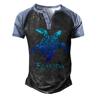 Florida Vacation Vintage Retro Sea Turtle Men's Henley Shirt Raglan Sleeve 3D Print T-shirt - Thegiftio UK
