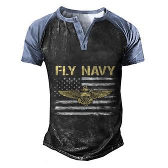 Fly Navy Classic Naval Officer Veteran Day Us Army Graphic Design Printed Casual Daily Basic Men's Henley Shirt Raglan Sleeve 3D Print T-shirt - Thegiftio UK