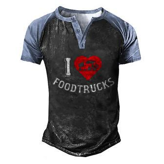 Foodtruck Love Ice Cream Trucks Fastfood Food Truck Gift V3 Men's Henley Shirt Raglan Sleeve 3D Print T-shirt - Monsterry