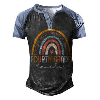 Fourth Grade Teacher Teach Love Inspire Boho Rainbow Men's Henley Shirt Raglan Sleeve 3D Print T-shirt - Thegiftio UK