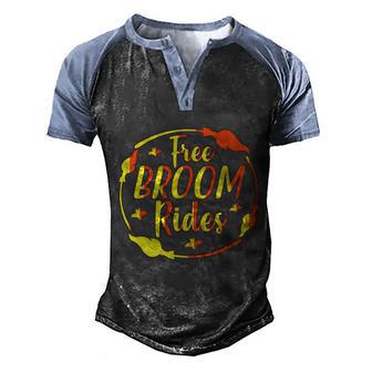 Free Broom Rides Halloween Quote Graphic Design Printed Casual Daily Basic V3 Men's Henley Shirt Raglan Sleeve 3D Print T-shirt - Thegiftio UK