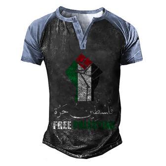 Free Palestine Arabic Support Palestine And Gaza Jerusalem Gift Graphic Design Printed Casual Daily Basic Men's Henley Shirt Raglan Sleeve 3D Print T-shirt - Thegiftio UK