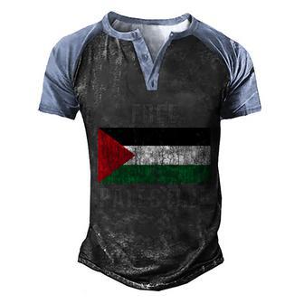 Free Palestine Distressed Flag Save Palestinians Great Gift Graphic Design Printed Casual Daily Basic Men's Henley Shirt Raglan Sleeve 3D Print T-shirt - Thegiftio UK