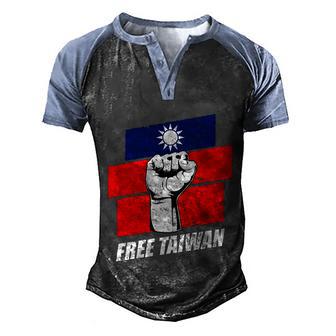 Free Taiwan Gift Graphic Design Printed Casual Daily Basic Men's Henley Shirt Raglan Sleeve 3D Print T-shirt - Thegiftio UK