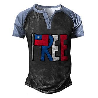 Free Taiwan Gift Graphic Design Printed Casual Daily Basic V2 Men's Henley Shirt Raglan Sleeve 3D Print T-shirt - Thegiftio UK