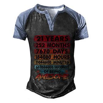 Funny 21St Birthday 21 Years Old Vintage Retro 252 Months Birthday Men's Henley Shirt Raglan Sleeve 3D Print T-shirt - Thegiftio UK