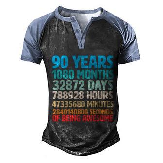 Funny 90 Years Of Being Awesome 90Th Birthday Time Breakdown Graphic Design Printed Casual Daily Basic Men's Henley Shirt Raglan Sleeve 3D Print T-shirt - Thegiftio UK