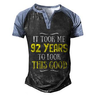 Funny 92 Years Old Birthday Graphic Design Printed Casual Daily Basic Men's Henley Shirt Raglan Sleeve 3D Print T-shirt - Thegiftio UK
