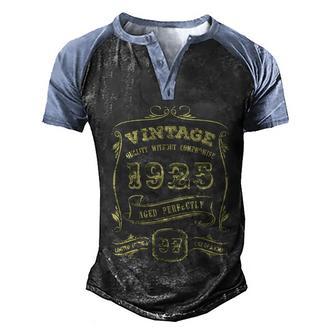 Funny 97Th Birthday Gift Gold Vintage 1925Age Perfectly Essential Graphic Design Printed Casual Daily Basic Men's Henley Shirt Raglan Sleeve 3D Print T-shirt - Thegiftio UK