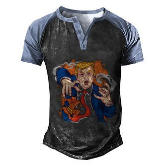 Funny Anti Biden Donald Trump Evil Biden Men's Henley Shirt Raglan Sleeve 3D Print T-shirt - Monsterry UK