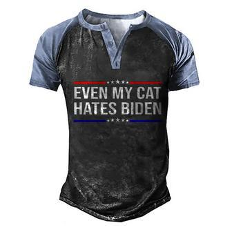 Funny Anti Biden Even My Cat Hates Biden Funny Anti Biden Fjb Men's Henley Shirt Raglan Sleeve 3D Print T-shirt - Monsterry