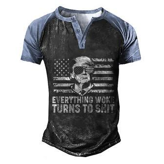 Funny Anti Biden Everything Woke Turns To Shit Funny Trump V2 Men's Henley Shirt Raglan Sleeve 3D Print T-shirt - Monsterry CA