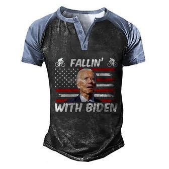 Funny Anti Biden Fallin With Biden Funny Bike Meme Men's Henley Shirt Raglan Sleeve 3D Print T-shirt - Monsterry