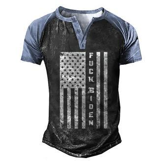 Funny Anti Biden Fck Biden American Flag Men's Henley Shirt Raglan Sleeve 3D Print T-shirt - Monsterry