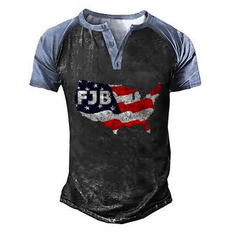 Funny Anti Biden Fjb America Usa Distressed Flag Men's Henley Shirt Raglan Sleeve 3D Print T-shirt - Monsterry