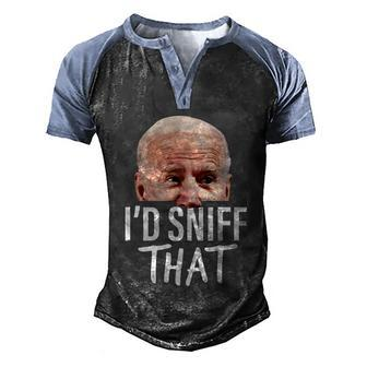Funny Anti Biden Fjb Dementia Biden Poopypants Funny Anti Biden Sleepy Joe Men's Henley Shirt Raglan Sleeve 3D Print T-shirt - Monsterry