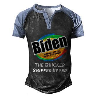 Funny Anti Joe Biden Biden Quicker Sniffer Upper Graphic Design Printed Casual Daily Basic V2 Men's Henley Shirt Raglan Sleeve 3D Print T-shirt - Thegiftio UK