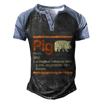 Funny Bacon And Pig Definition Graphic Design Printed Casual Daily Basic Men's Henley Shirt Raglan Sleeve 3D Print T-shirt - Thegiftio UK