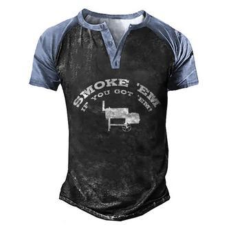 Funny Bbq Pit Offset Smoker Accessory Pitmaster Sweagreat Gift Graphic Design Printed Casual Daily Basic Men's Henley Shirt Raglan Sleeve 3D Print T-shirt - Thegiftio UK