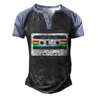 Funny Best Of 1932 Retro 90Th Birthday Mixtape Men's Henley Shirt Raglan Sleeve 3D Print T-shirt - Thegiftio UK