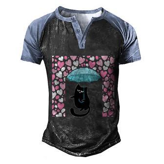 Funny Black Cat Anti Valentine Wedding Romantic Couple V3 Men's Henley Shirt Raglan Sleeve 3D Print T-shirt - Thegiftio UK