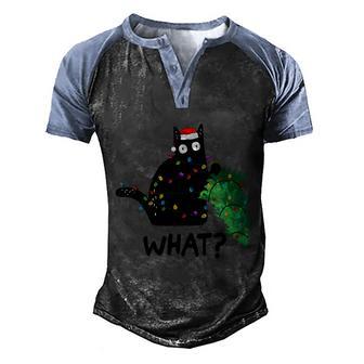 Funny Black Cat Christmas Tree Christmas Lights X Mas V2 Men's Henley Shirt Raglan Sleeve 3D Print T-shirt - Thegiftio UK