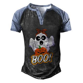 Funny Boo Halloween Scary Im Here For The Boos Pumpkin Face Graphic Design Printed Casual Daily Basic Men's Henley Shirt Raglan Sleeve 3D Print T-shirt - Thegiftio UK
