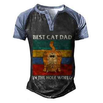 Funny Cat Dad Fathers Day Cat Lover Kitten Lover Cute Kawaii Vintage Kitty Men's Henley Shirt Raglan Sleeve 3D Print T-shirt - Thegiftio UK