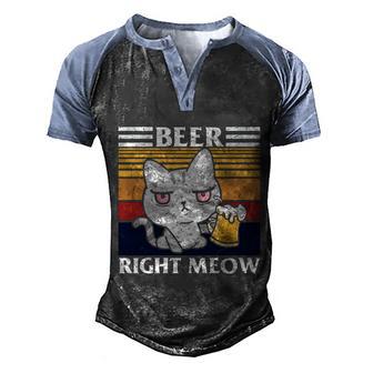 Funny Cat Funny Beer Lover Beer Pun Funny Cat Quote Cartoon Cat Retro Cat Men's Henley Shirt Raglan Sleeve 3D Print T-shirt - Thegiftio UK