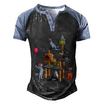 Funny Cat Horror Movies Cute Halloween For Cat Kitty Lovers Tshirt Graphic Design Printed Casual Daily Basic Men's Henley Shirt Raglan Sleeve 3D Print T-shirt - Thegiftio UK