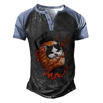 Funny Cat In Japanese Lantern Black Cat Cat Lover Cat Day Men's Henley Shirt Raglan Sleeve 3D Print T-shirt - Thegiftio UK