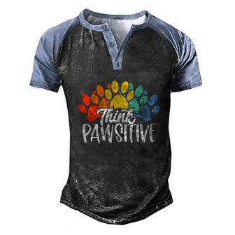 Funny Cat Lover Dog Lover Pawsitive Tee Pet Lover Graphic Design Printed Casual Daily Basic Men's Henley Shirt Raglan Sleeve 3D Print T-shirt - Thegiftio UK