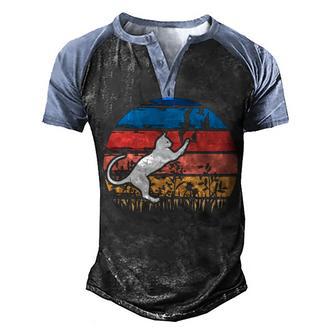 Funny Cat Sunset Vintage Graphic Design Printed Casual Daily Basic Men's Henley Shirt Raglan Sleeve 3D Print T-shirt - Thegiftio UK
