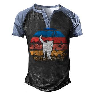 Funny Cat Sunset Vintage T Graphic Design Printed Casual Daily Basic Men's Henley Shirt Raglan Sleeve 3D Print T-shirt - Thegiftio UK