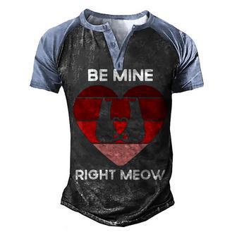 Funny Cat Valentines Day Gift Right Meow Men's Henley Shirt Raglan Sleeve 3D Print T-shirt - Thegiftio UK