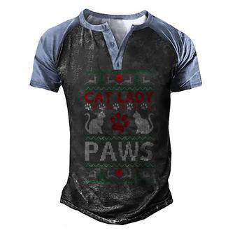 Funny Christmas Cat Lady Paws Ugly Christmas Sweater Graphic Design Printed Casual Daily Basic Men's Henley Shirt Raglan Sleeve 3D Print T-shirt - Thegiftio UK
