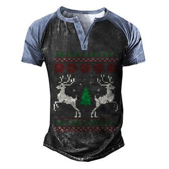 Funny Christmas Reindeer Ugly Christmas Graphic Design Printed Casual Daily Basic Men's Henley Shirt Raglan Sleeve 3D Print T-shirt - Thegiftio UK