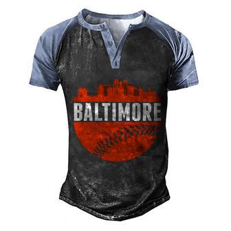 Funny Classic Baltimore Skyline Baseball Men's Henley Shirt Raglan Sleeve 3D Print T-shirt - Thegiftio UK