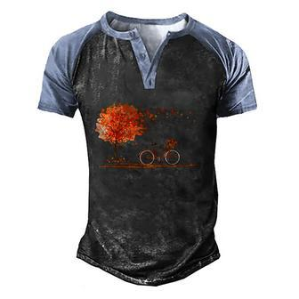 Funny Classic Fall Autumn Season Bicycle Men's Henley Shirt Raglan Sleeve 3D Print T-shirt - Thegiftio UK
