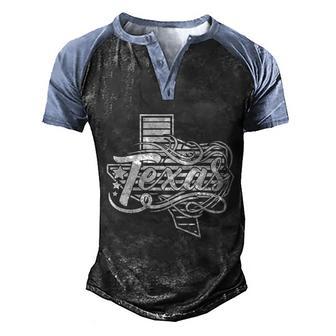 Funny Classic Texas State Men's Henley Shirt Raglan Sleeve 3D Print T-shirt - Thegiftio UK
